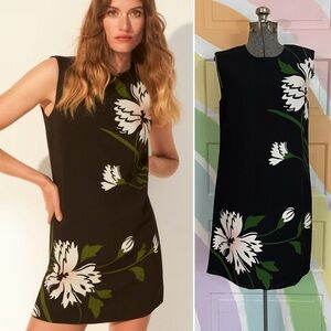 Veronica Beard Black Cromwell Mod Shift Mini Dress with Floral Accents Sz 8 🧡🎀